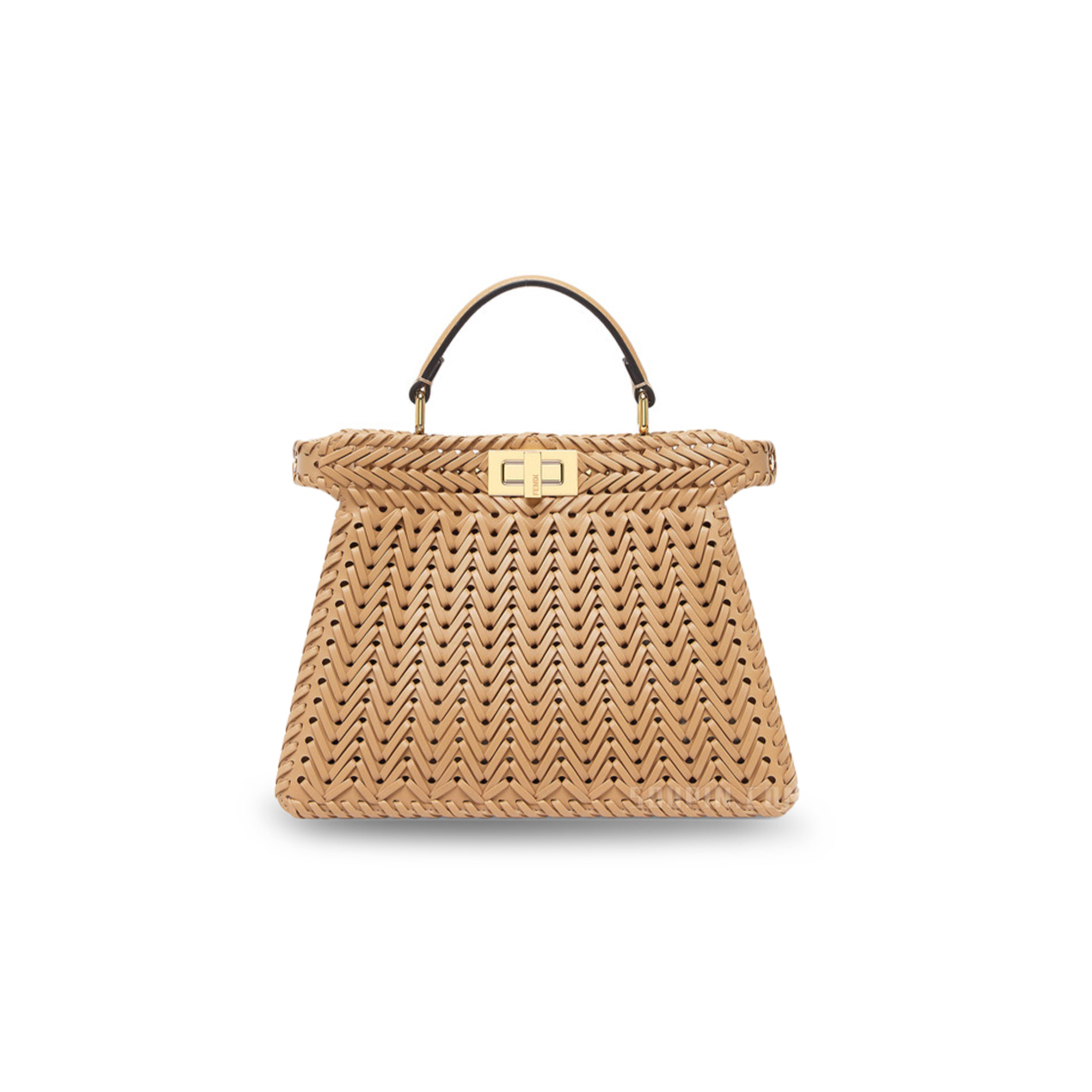 F**di peekaboo iseeu brown braided leather bag 8bn327anx8f1c6l (33*25*13cm)